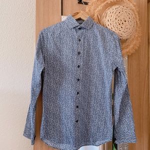 Express extra slim blue/white floral shirt